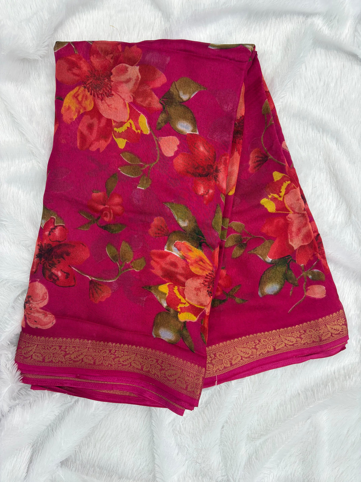 Georgette Digital Flower Saree