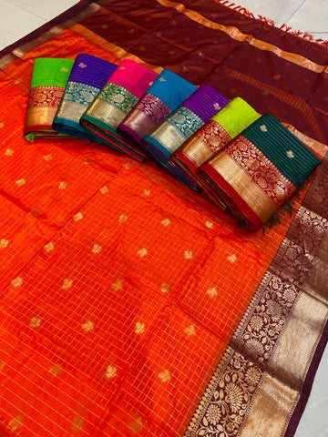 Banaras Vintage Checks Saree