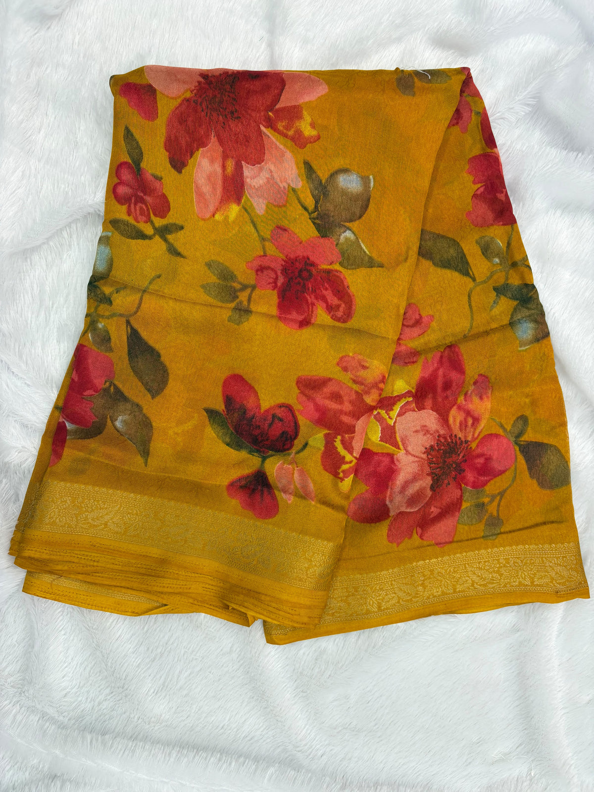 Georgette Digital Flower Saree
