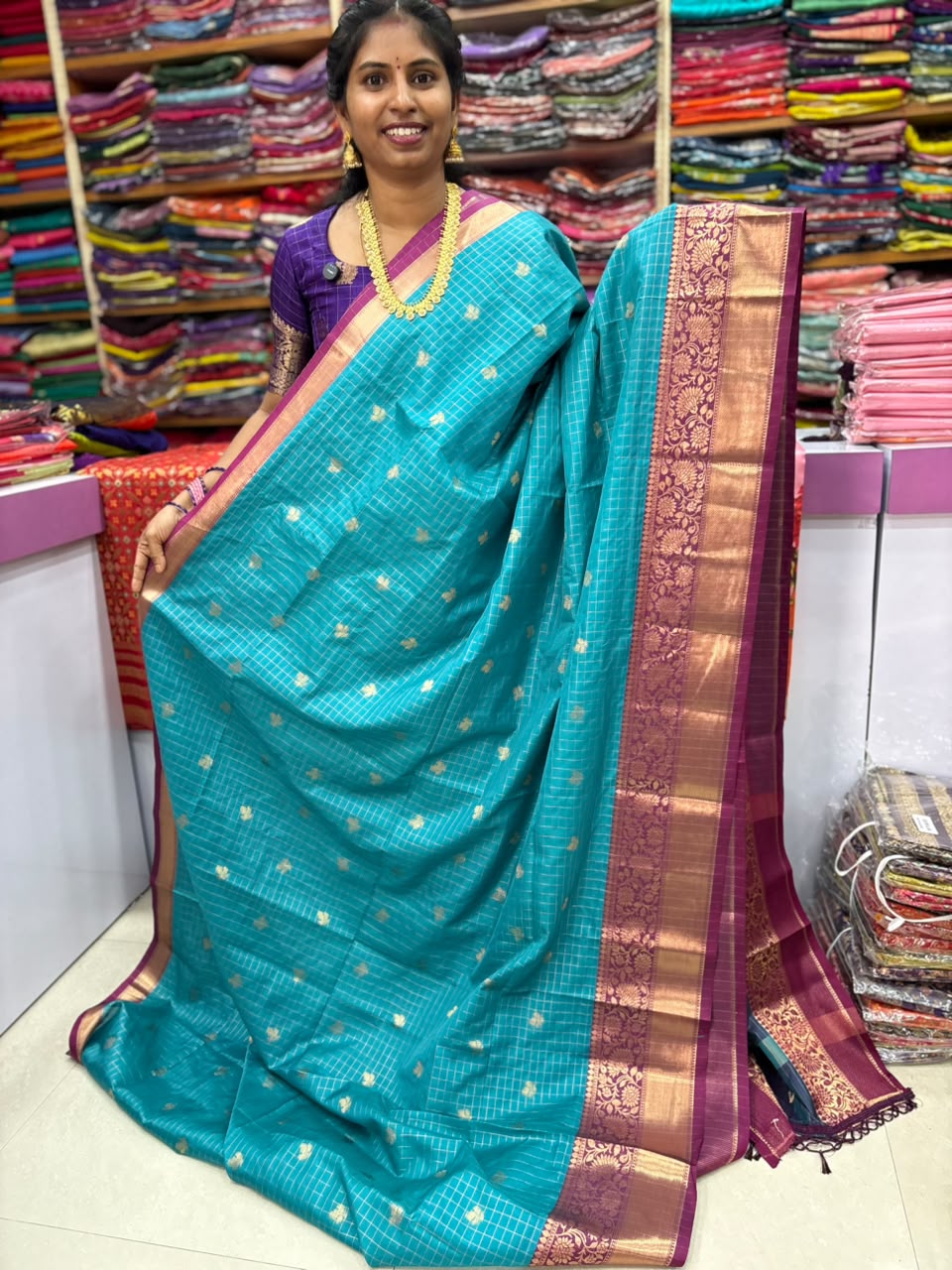 Banaras Vintage Checks Saree