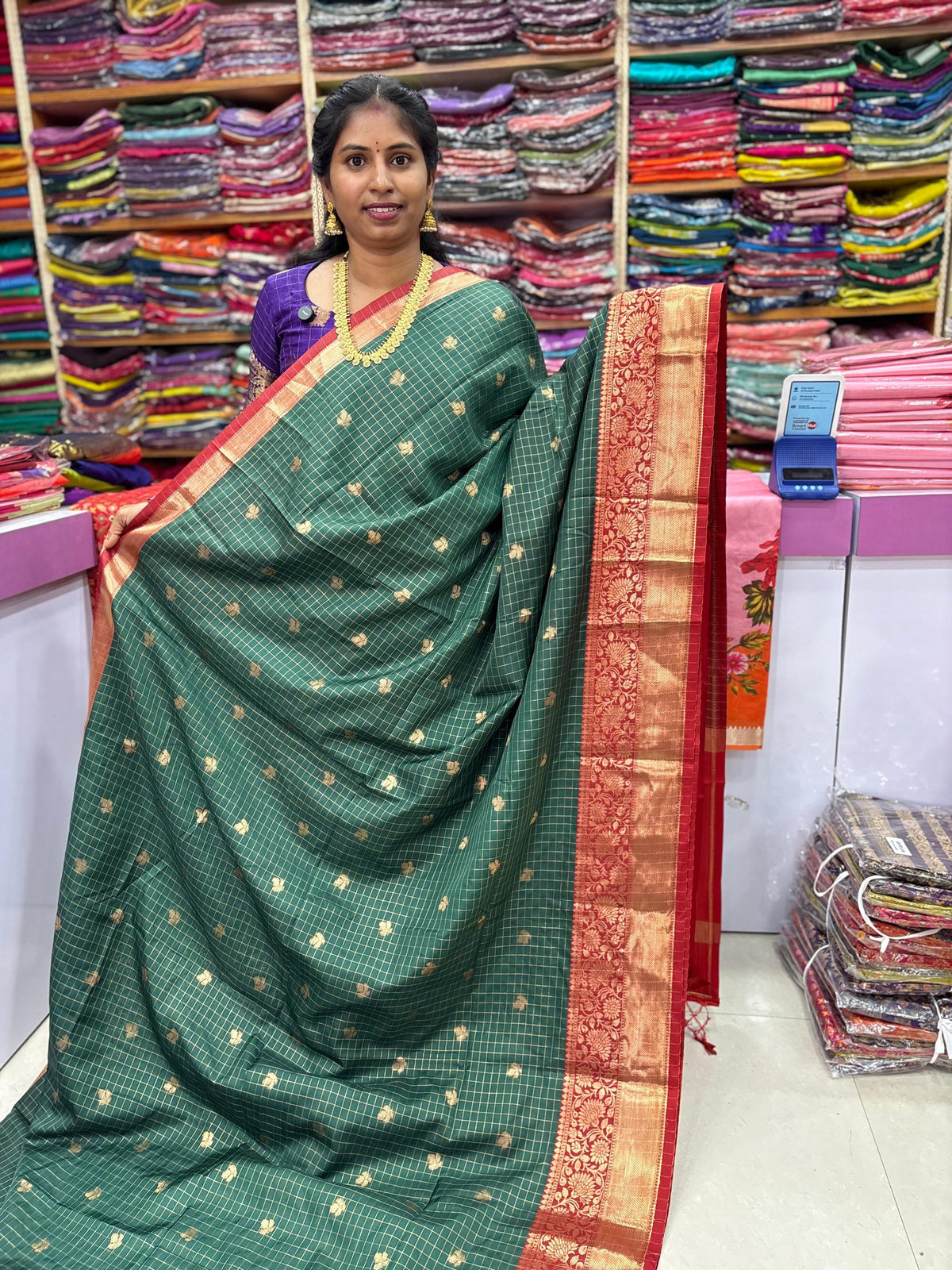 Banaras Vintage Checks Saree