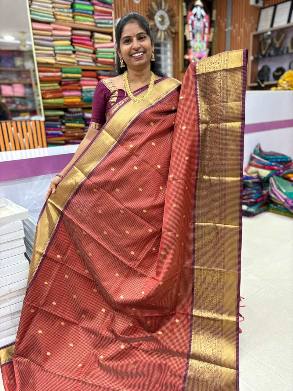 Banaras Vintage Checks Saree
